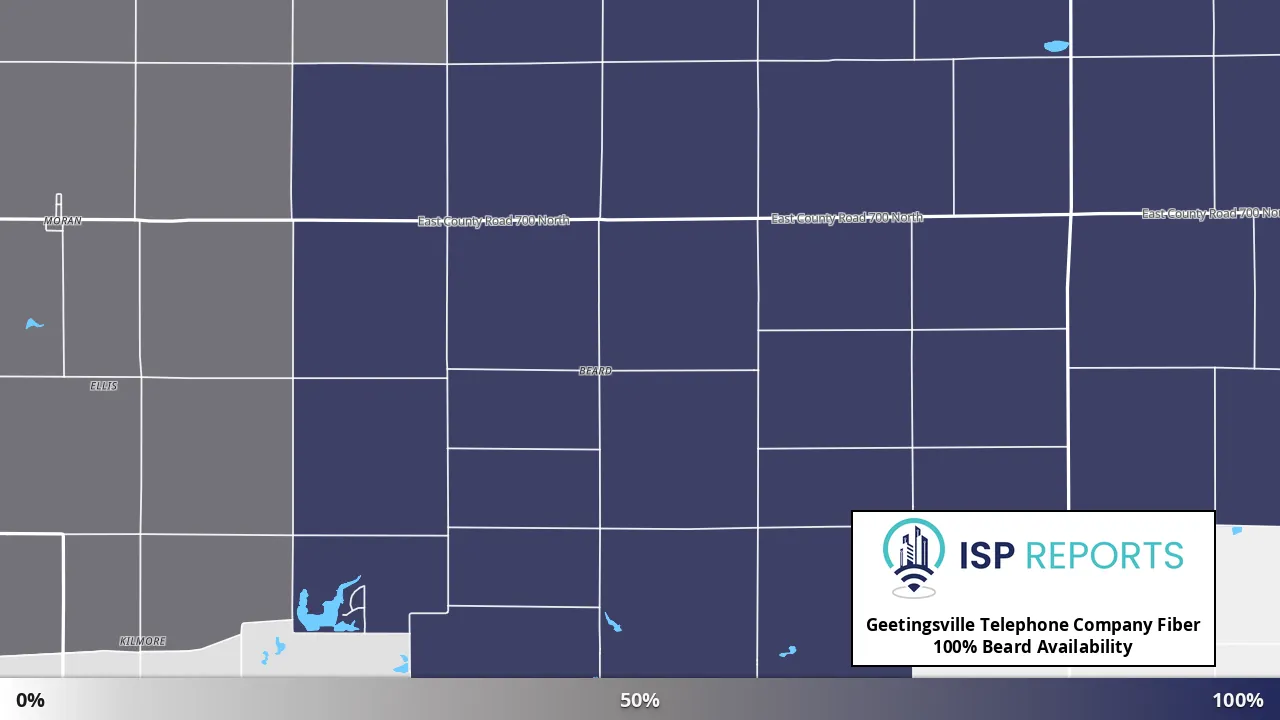 Beard, IN map of internet availability