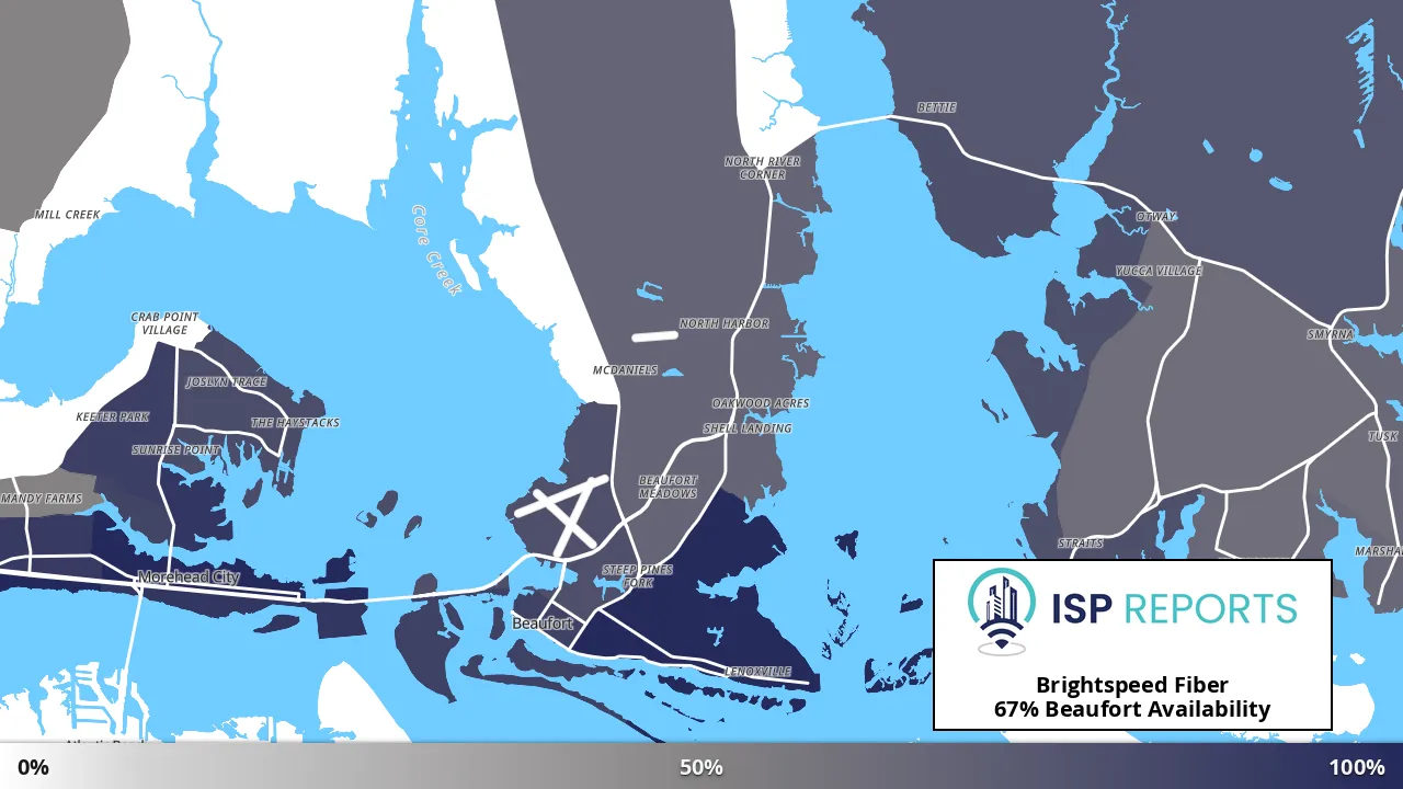 Beaufort, NC map of internet availability