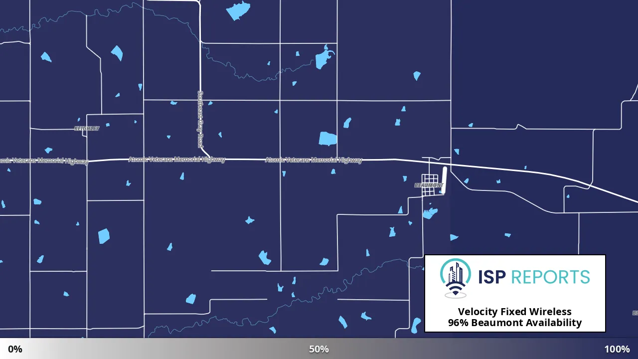 Beaumont, KS map of internet availability