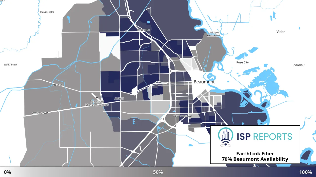 Beaumont, TX map of internet availability