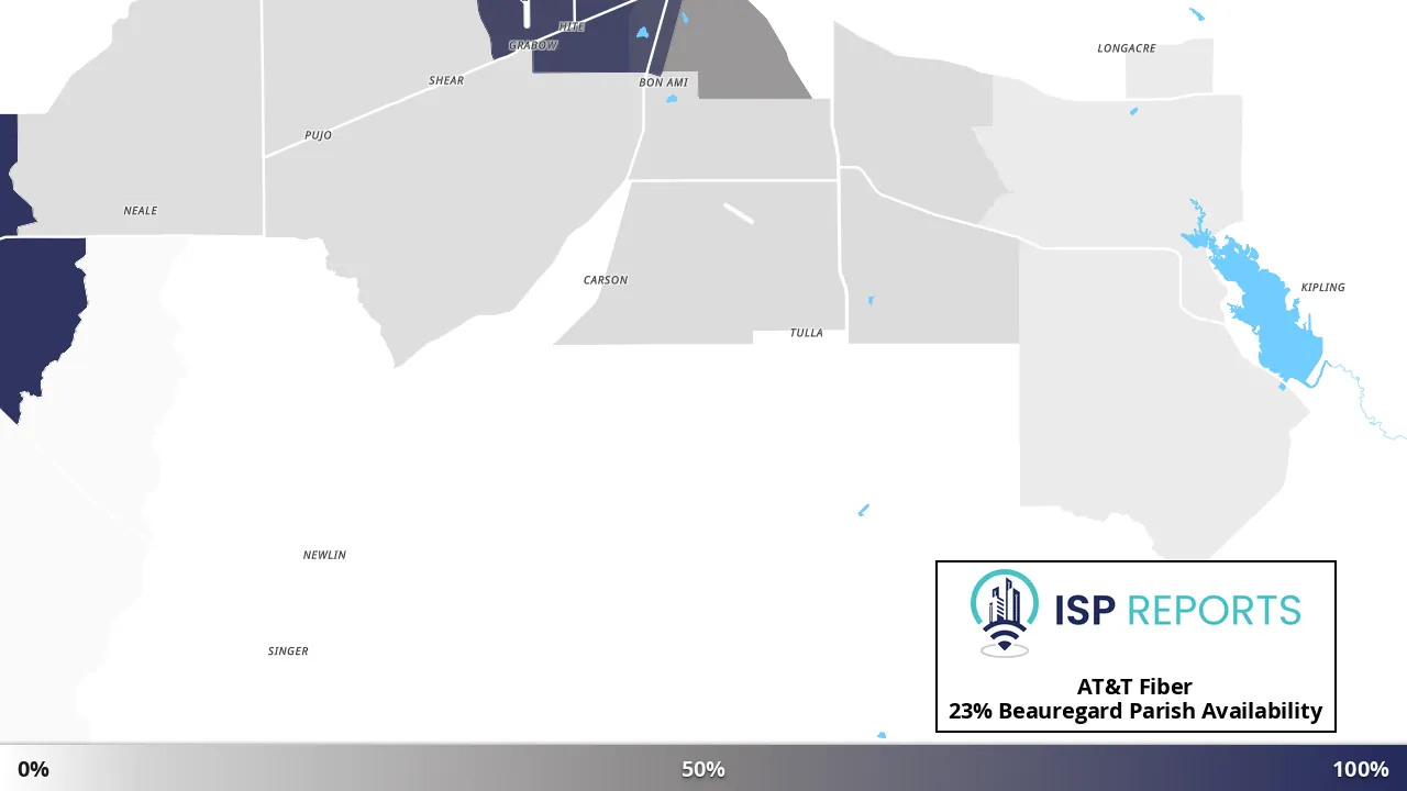 Beauregard Parish, LA map of internet availability