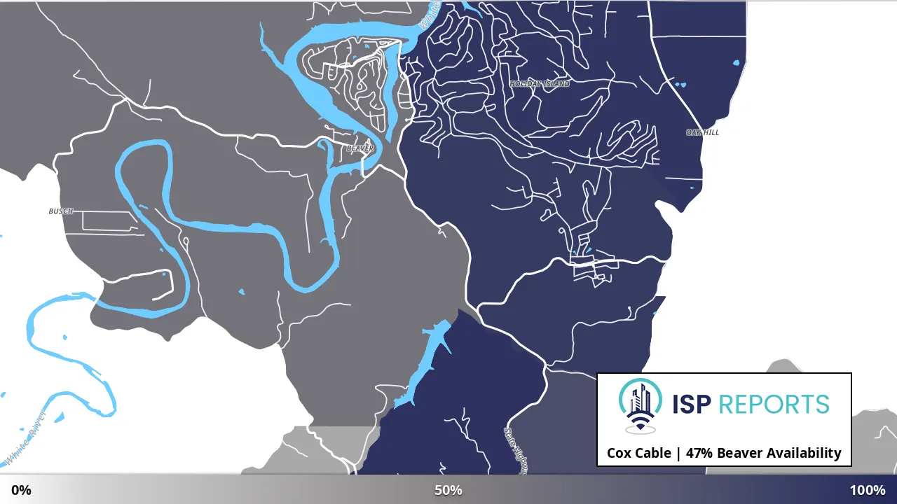 Beaver, AR map of internet availability