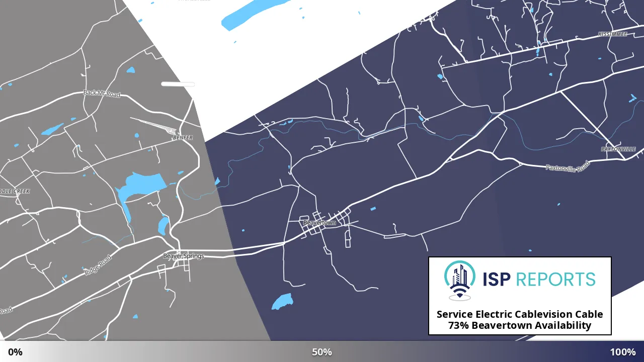 Beavertown, PA map of internet availability