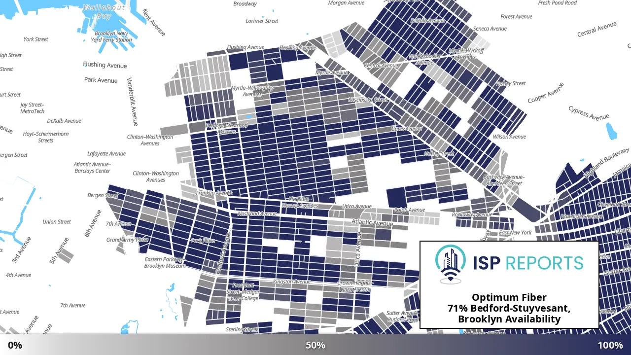 Bedford-Stuyvesant, Brooklyn, NY map of internet availability