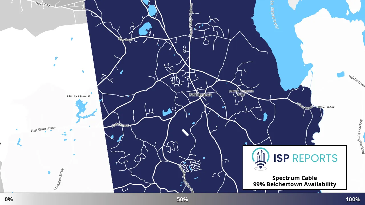 Belchertown, MA map of internet availability