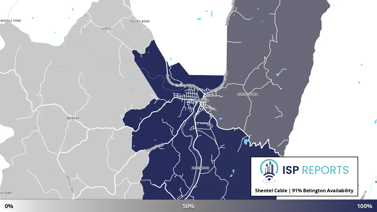 Belington, WV map of internet availability
