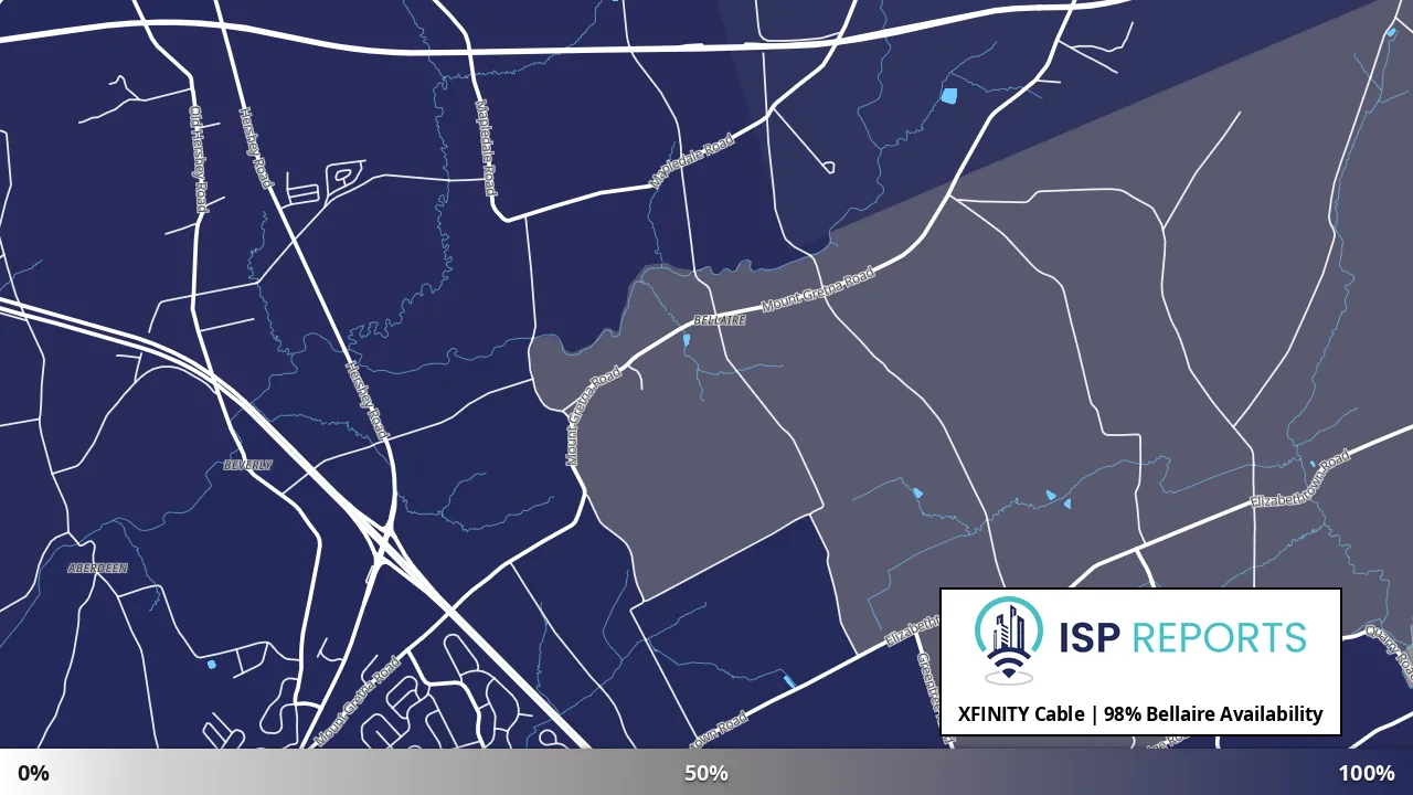 Bellaire, PA map of internet availability