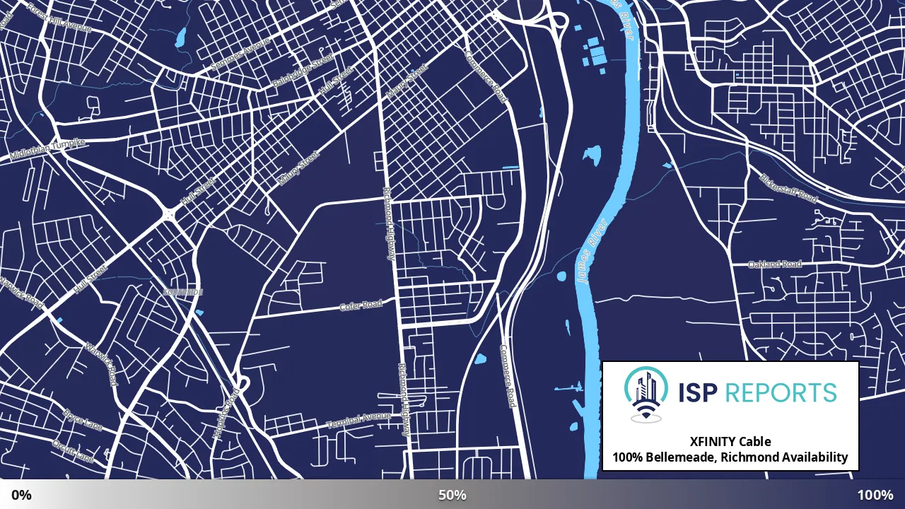 Bellemeade, Richmond, VA map of internet availability