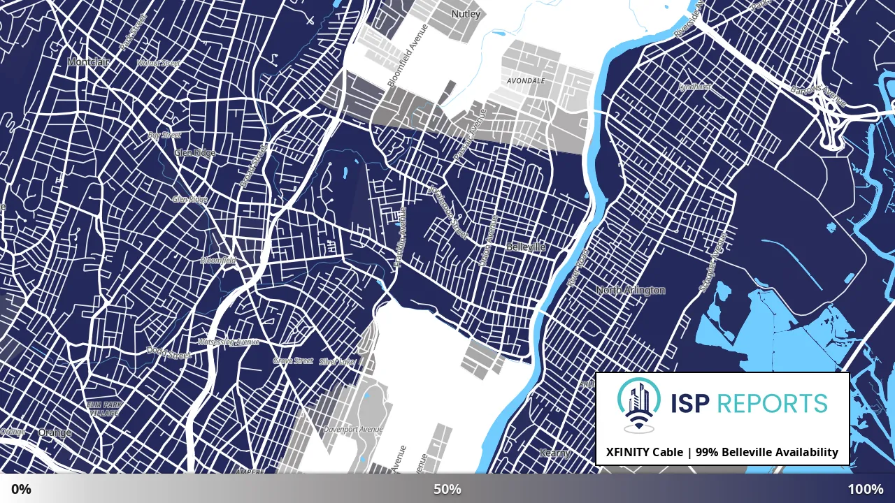Belleville, NJ map of internet availability