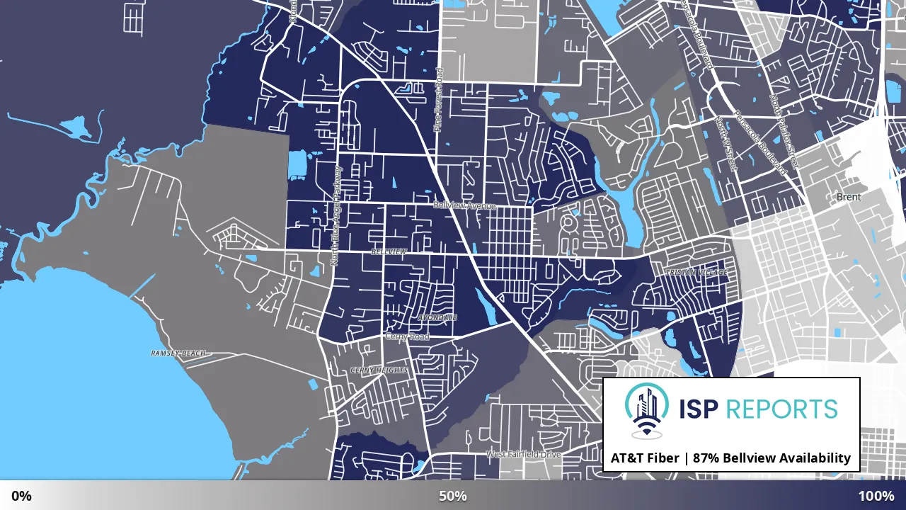 Bellview, FL map of internet availability