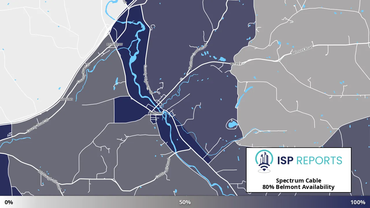 Belmont, NY map of internet availability