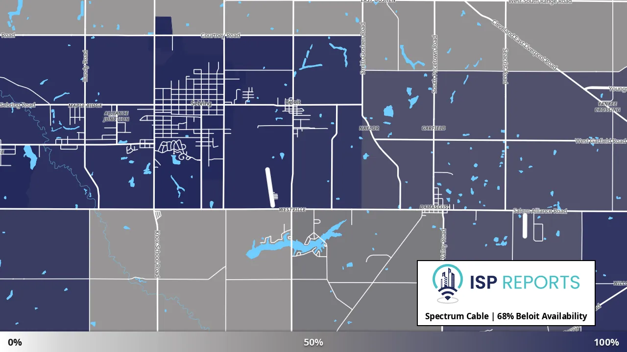 Beloit, OH map of internet availability