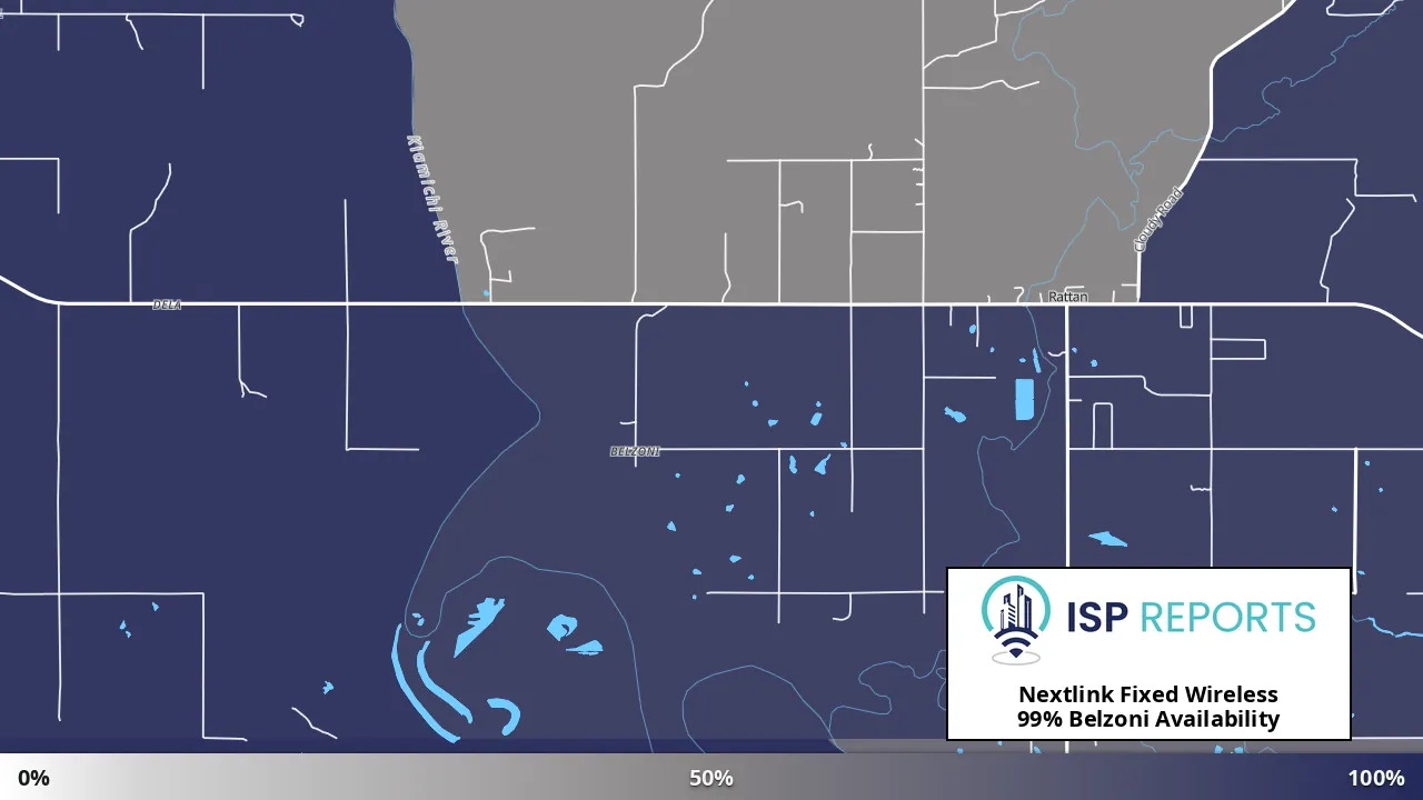 Belzoni, OK map of internet availability