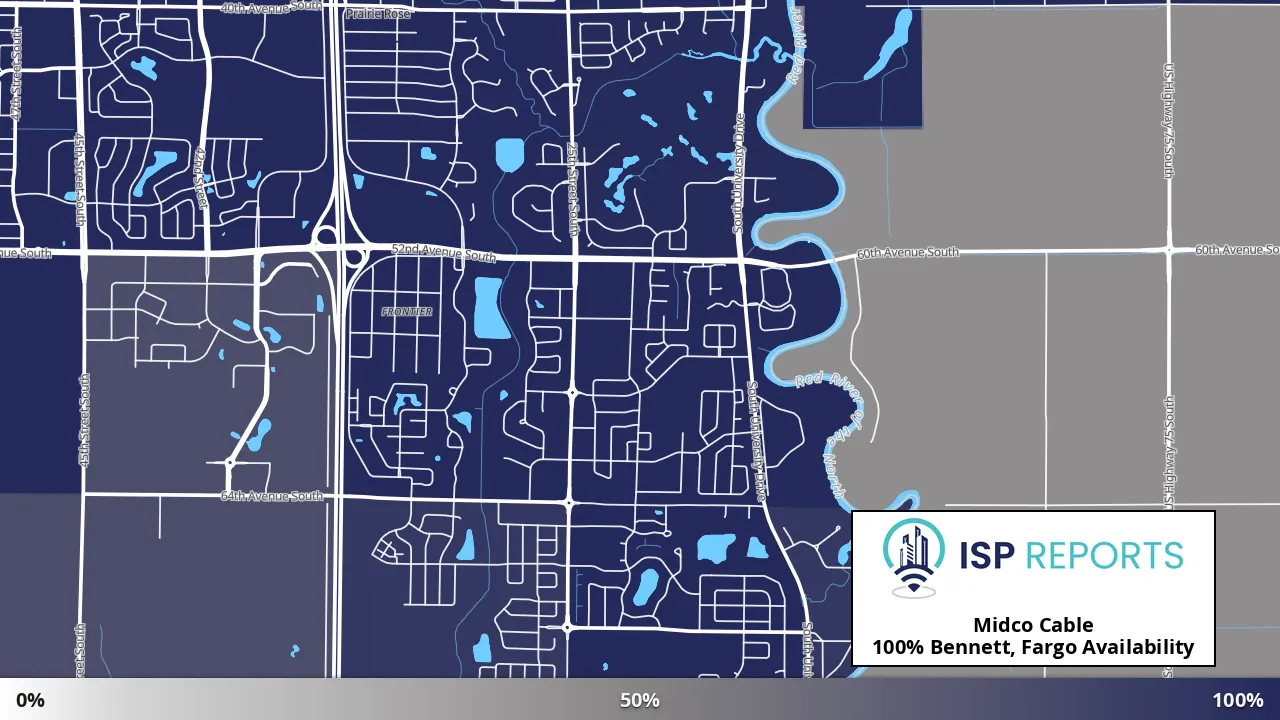 Bennett, Fargo, ND map of internet availability