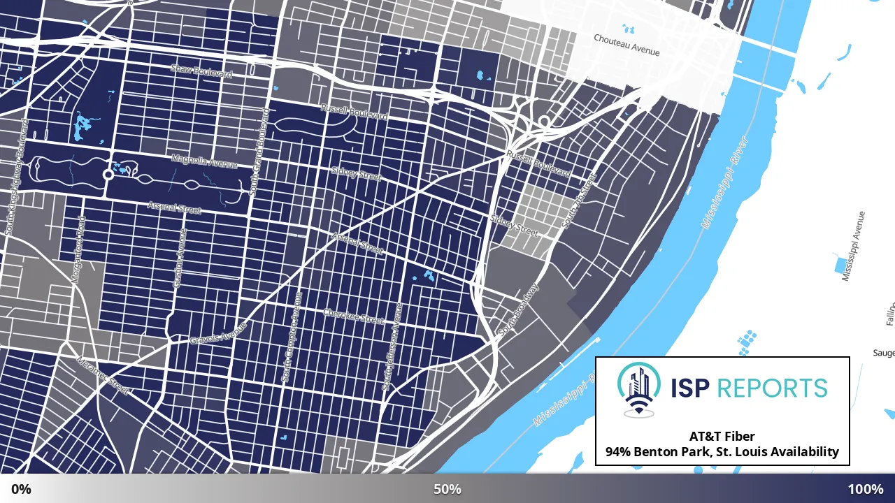 Benton Park, St. Louis, MO map of internet availability