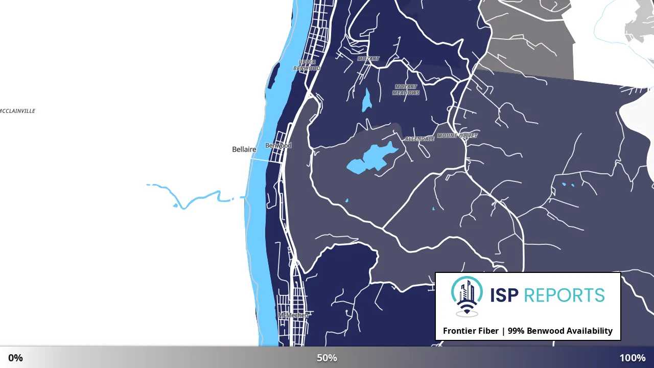 Benwood, WV map of internet availability