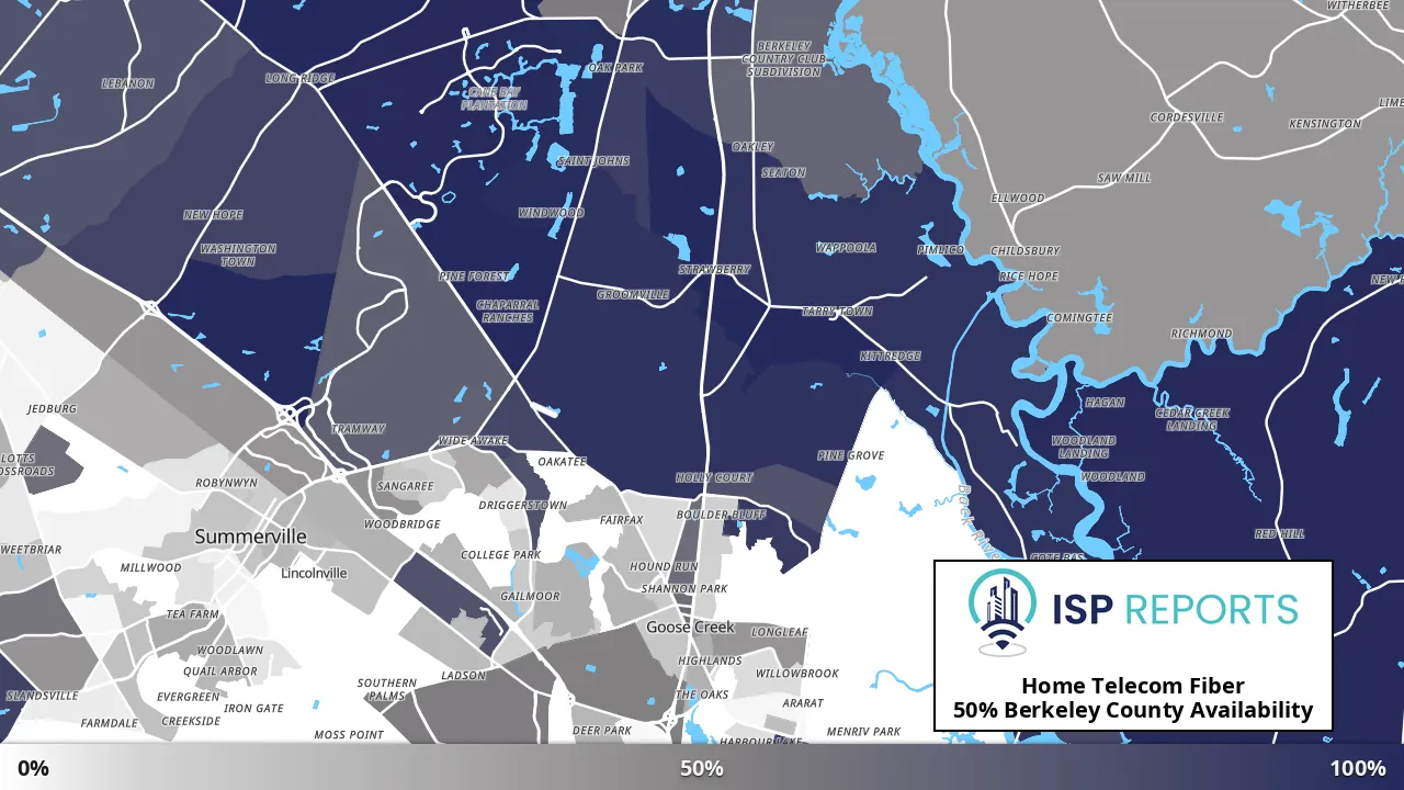 Berkeley County, SC map of internet availability