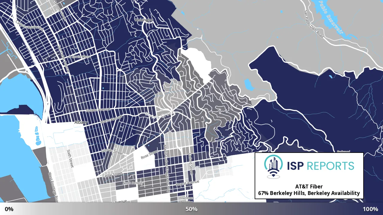 Berkeley Hills, Berkeley, CA map of internet availability