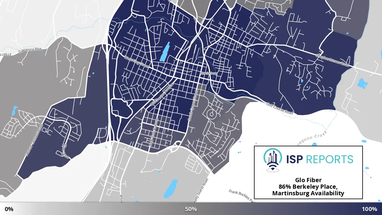 Berkeley Place, Martinsburg, WV map of internet availability