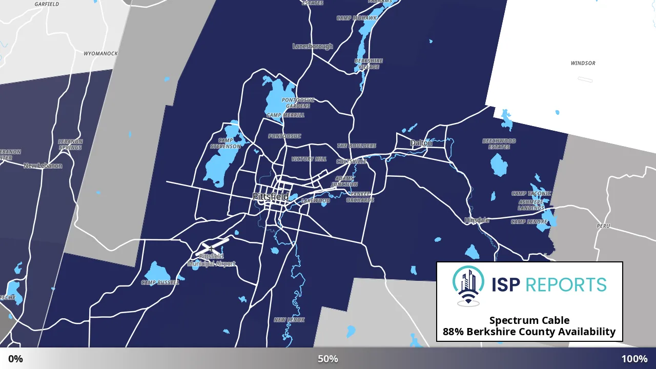 Berkshire County, MA map of internet availability