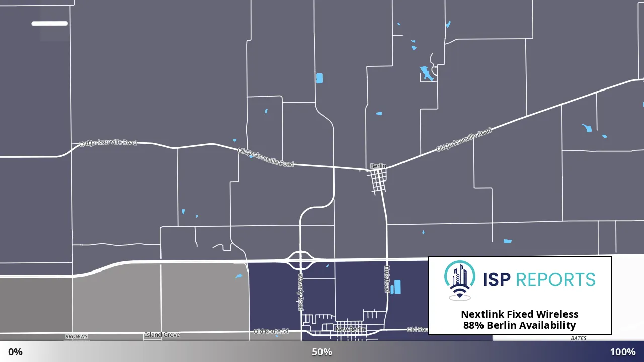 Berlin, IL map of internet availability