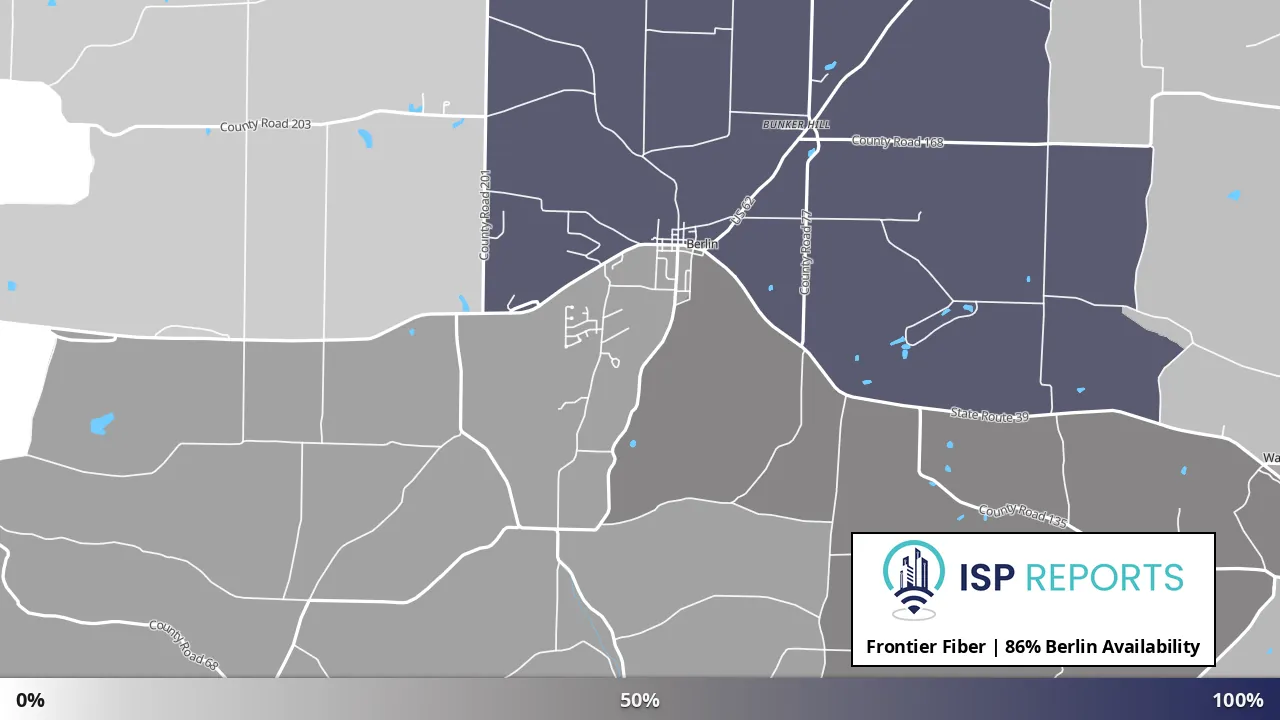 Berlin, OH map of internet availability