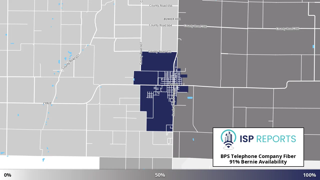 Bernie, MO map of internet availability