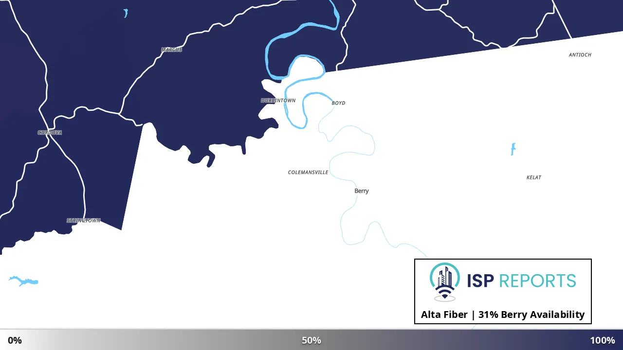Berry, KY map of internet availability