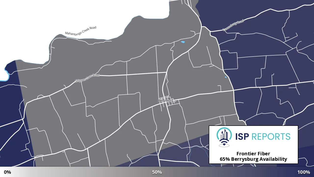 Berrysburg, PA map of internet availability