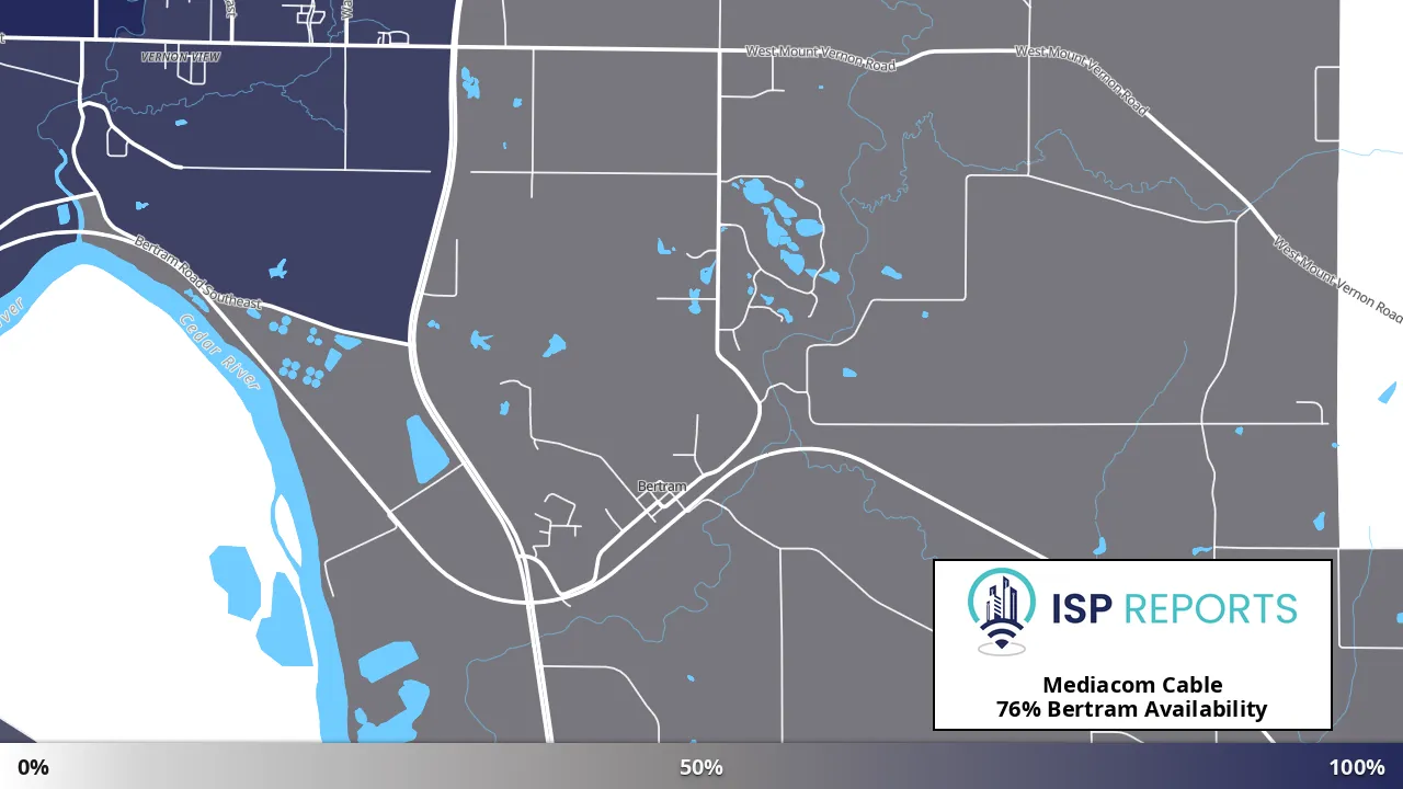 Bertram, IA map of internet availability