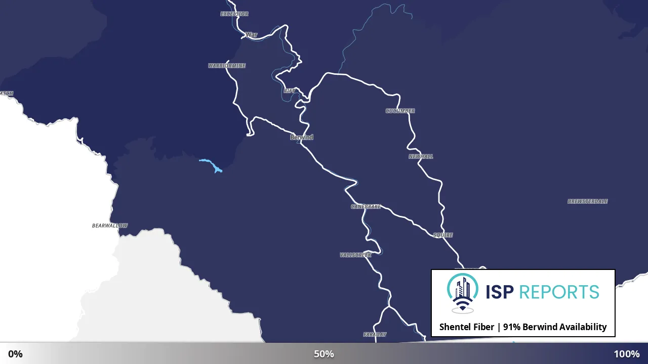 Berwind, WV map of internet availability