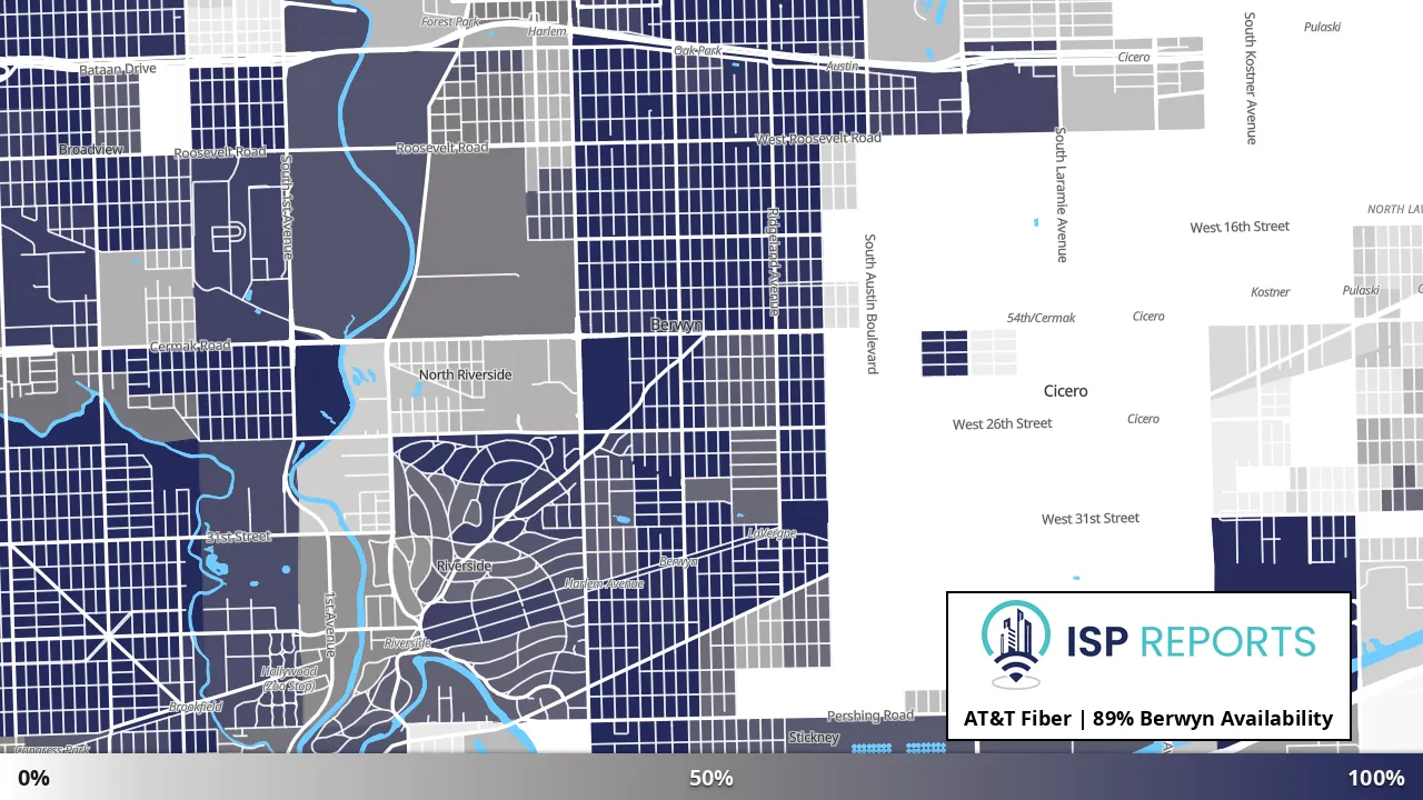 Berwyn, IL map of internet availability