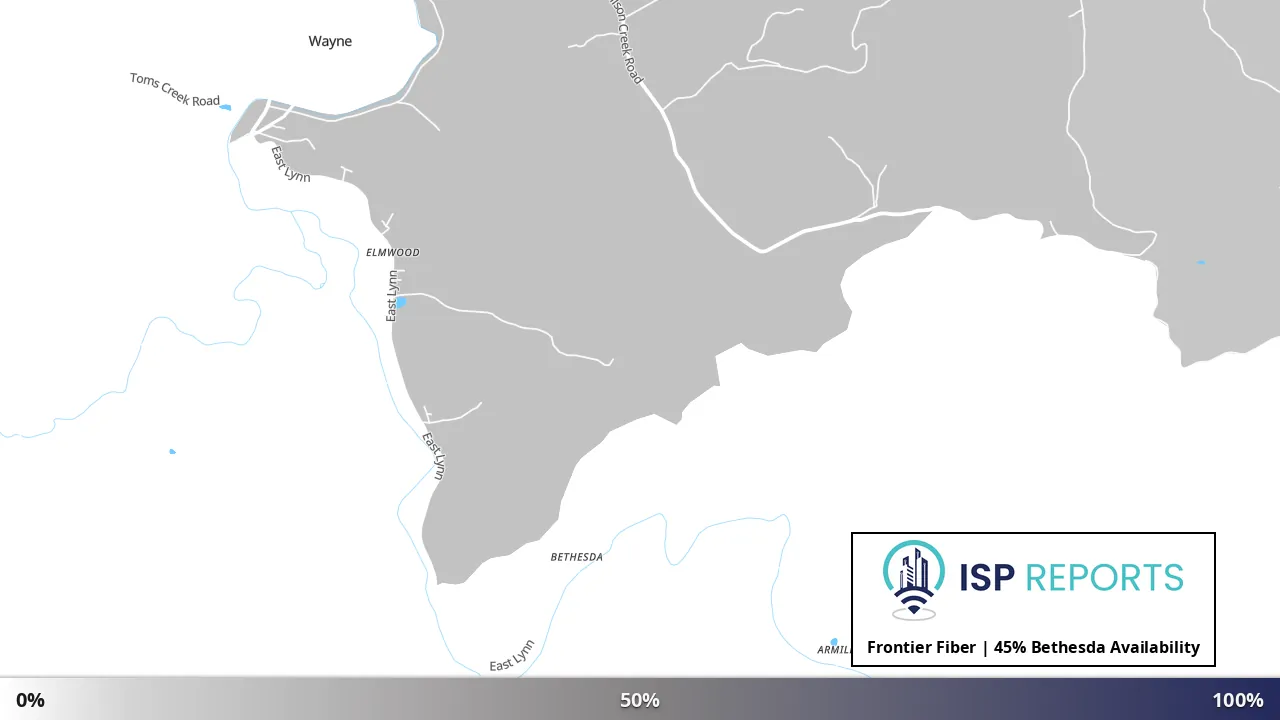 Bethesda, WV map of internet availability