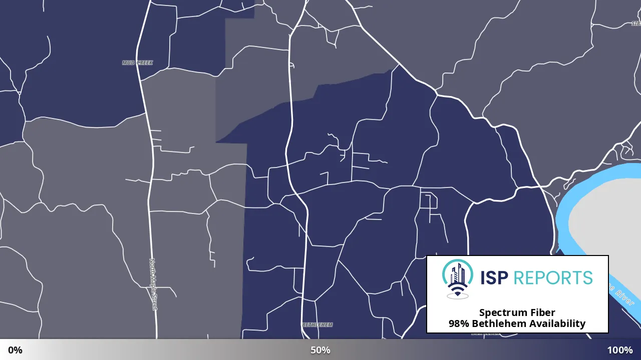 Bethlehem, TN map of internet availability