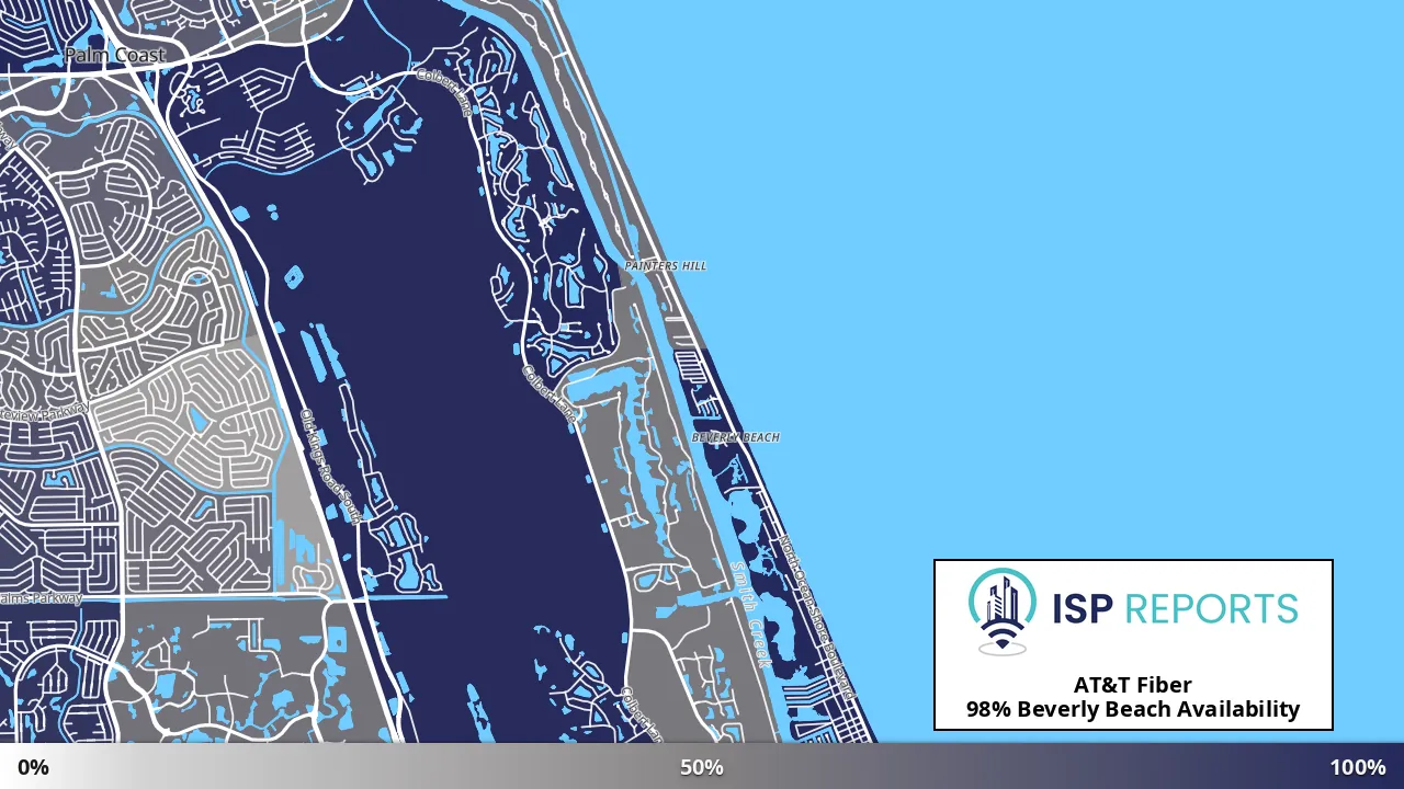 Beverly Beach, FL map of internet availability