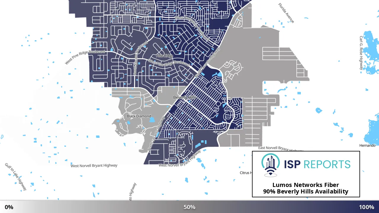 Beverly Hills, FL map of internet availability