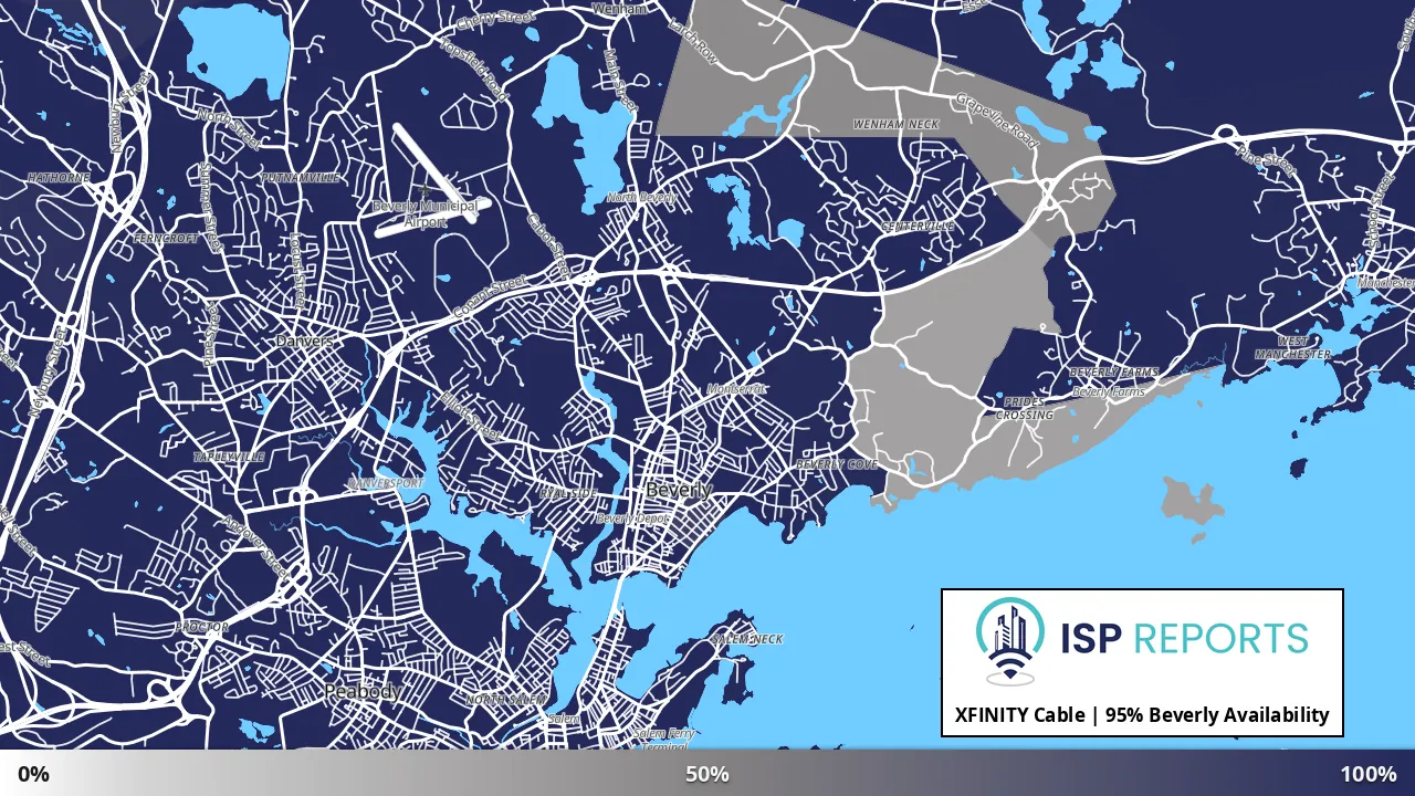 Beverly, MA map of internet availability