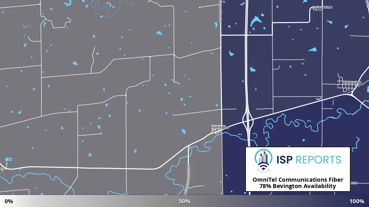 Bevington, IA map of internet availability