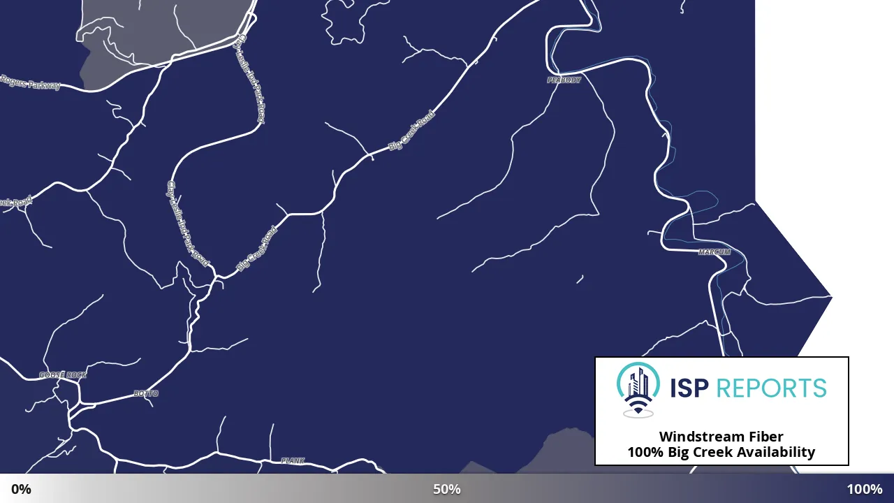 Big Creek, KY map of internet availability