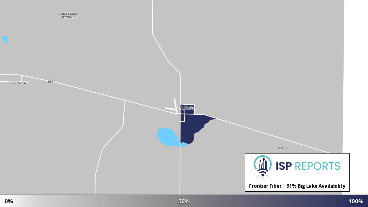 Big Lake, TX map of internet availability