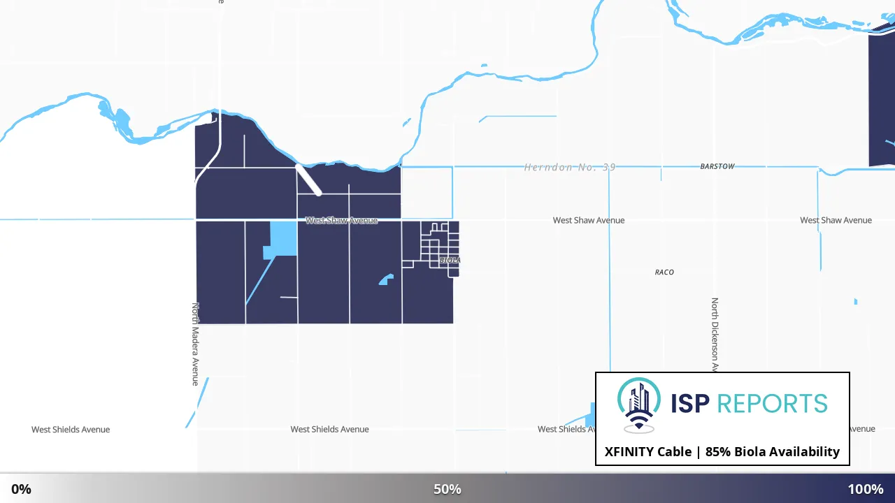 Biola, CA map of internet availability