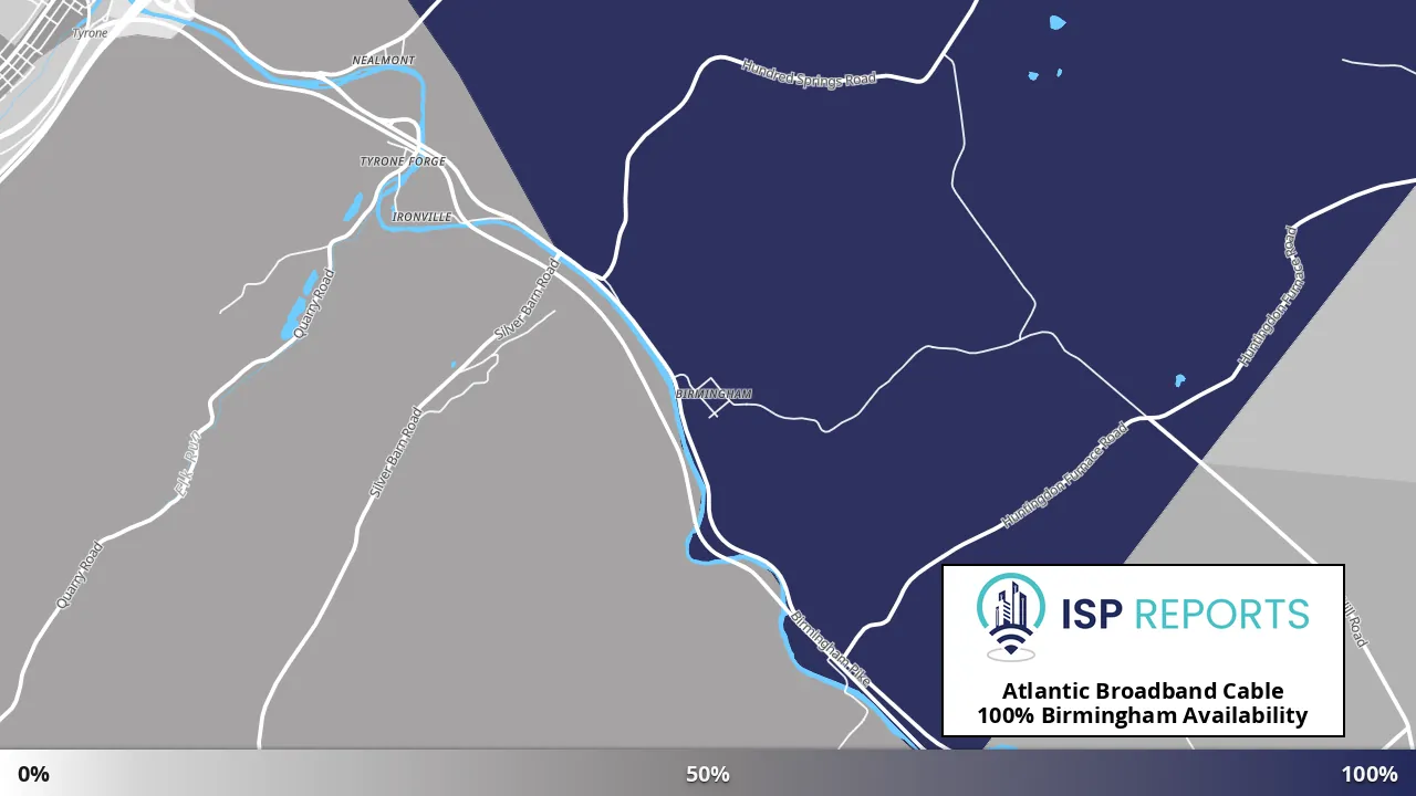 Birmingham, PA map of internet availability