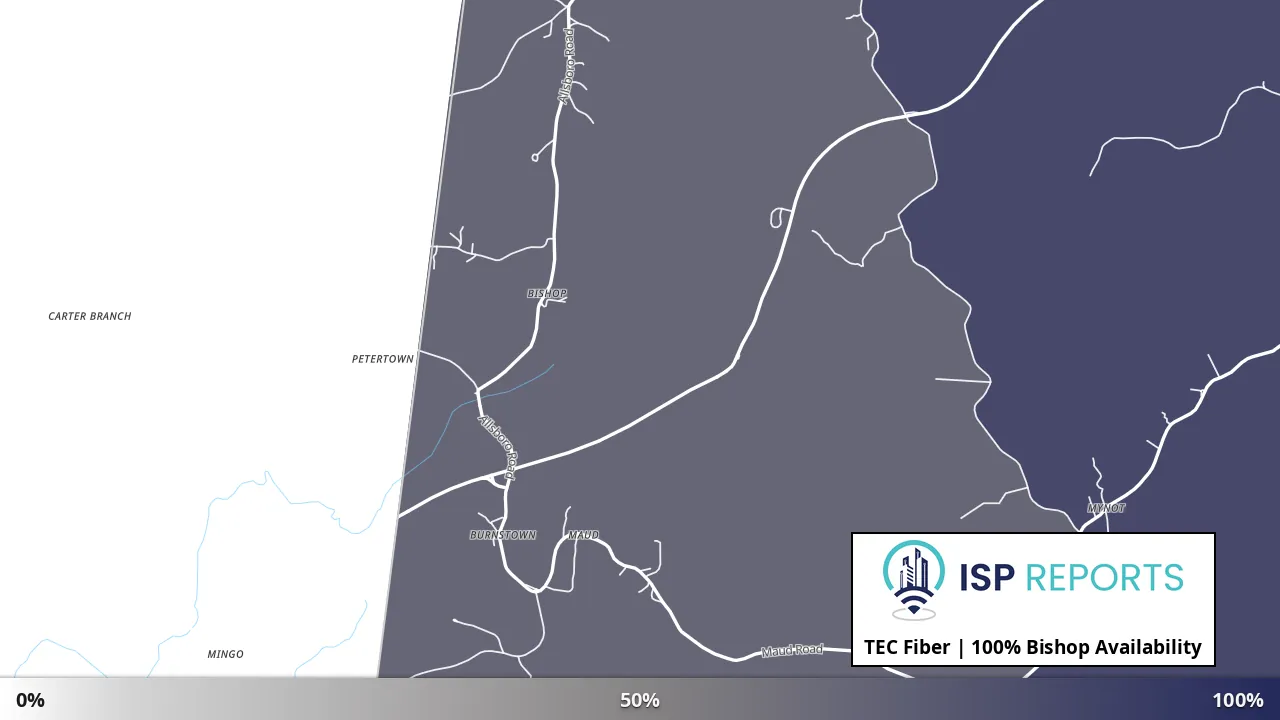 Bishop, AL map of internet availability
