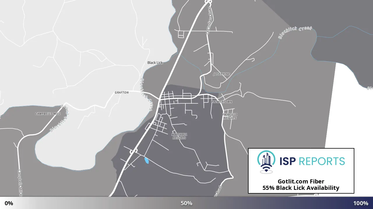 Black Lick, PA map of internet availability