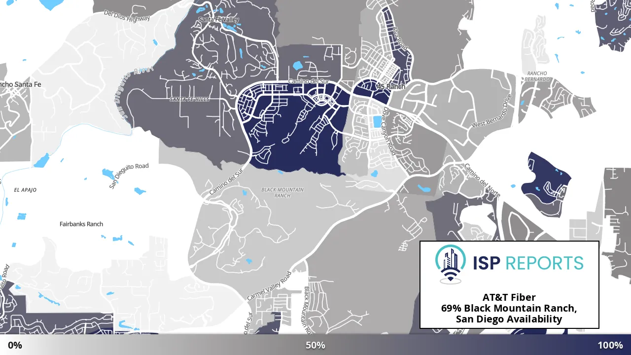 Black Mountain Ranch, San Diego, CA map of internet availability