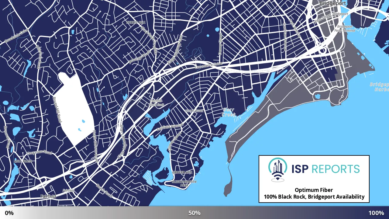 Black Rock, Bridgeport, CT map of internet availability