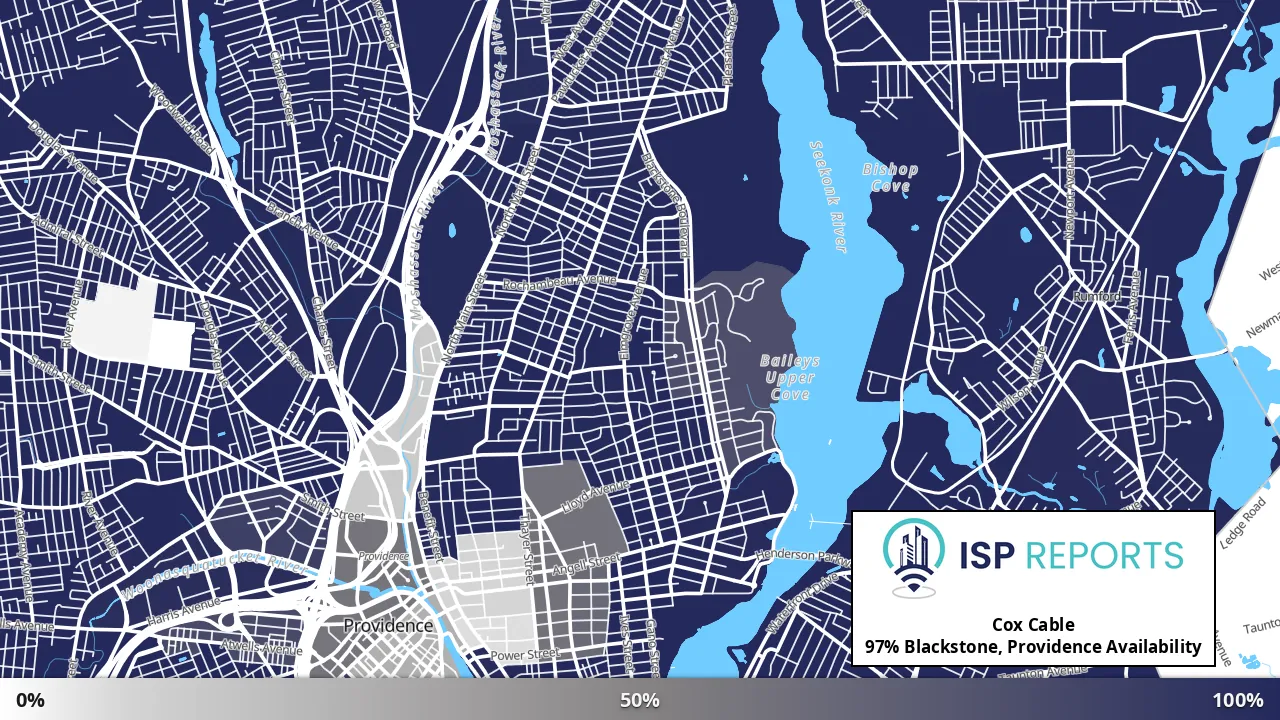 Blackstone, Providence, RI map of internet availability