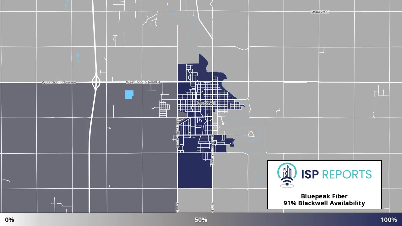 Blackwell, OK map of internet availability