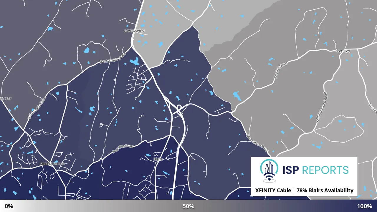 Blairs, VA map of internet availability
