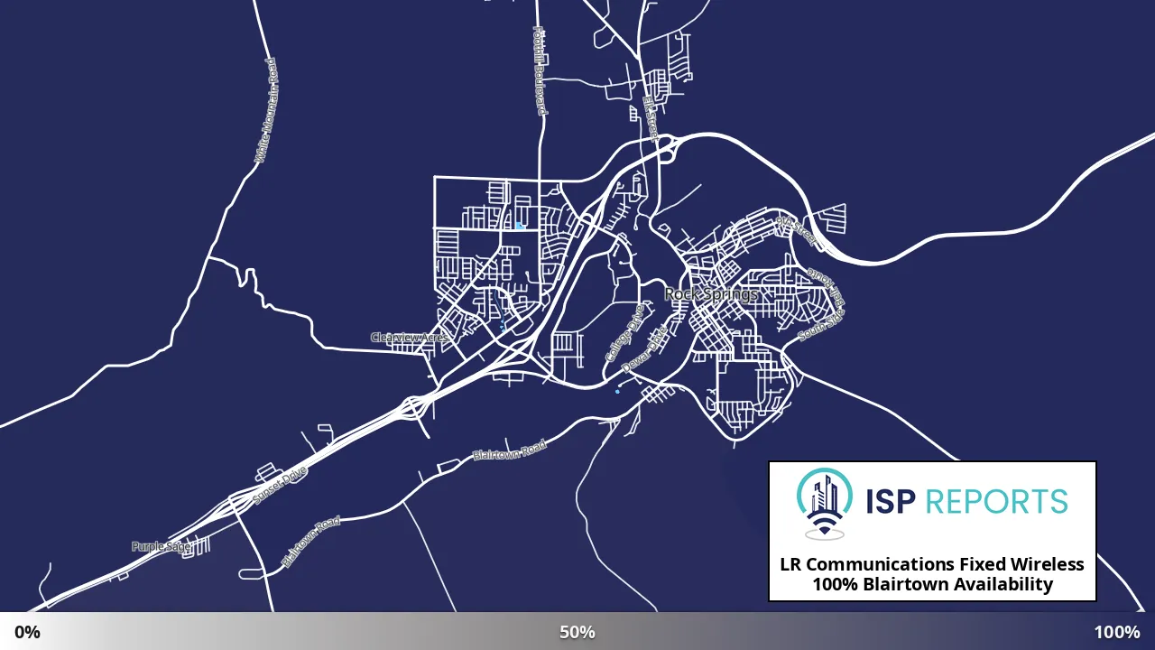 Blairtown, WY map of internet availability